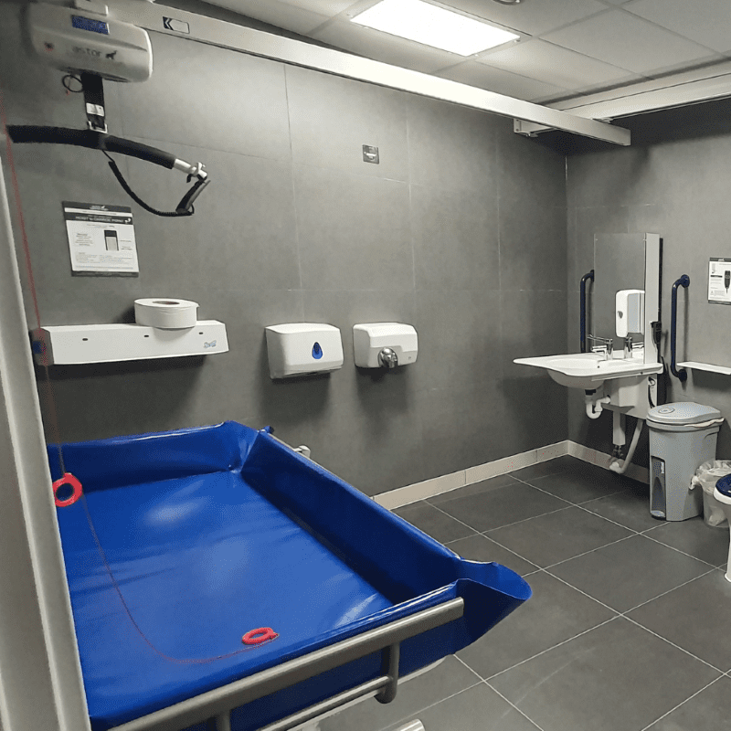 Astor Shower Trolley in Swansea Arena Changing Places Toilet