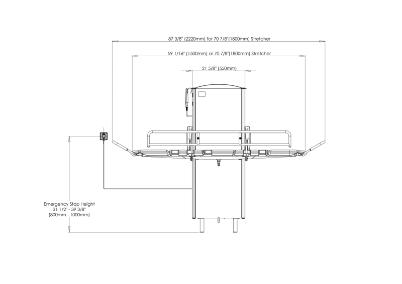 Astor CTX2-CP Changing Table dimensions from front