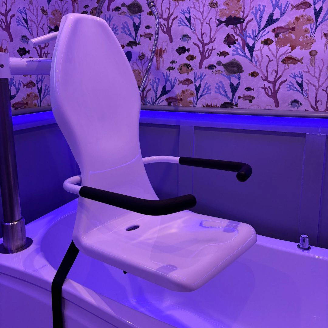 Bath with purple lights